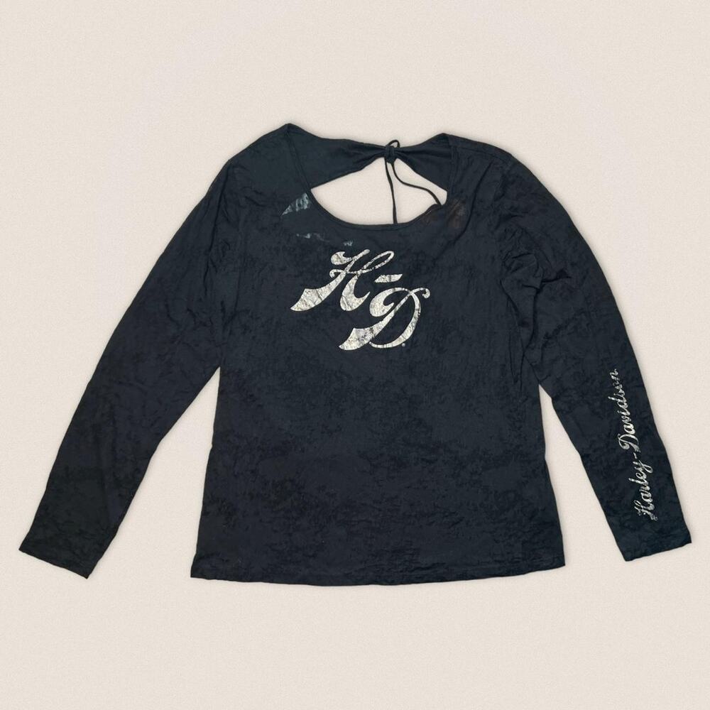 Y2K Harley Davidson Black long sleeve top tee T-shirt Size XL‎